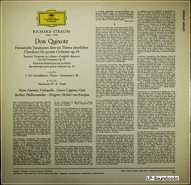 STRAUSS DON QUIXOTE   KARAJAN FOURNIER  DGG SLPM 139 009