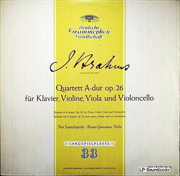 JOHANNES BRAHMS,QUARTETTO DI ROMA–KLAVIER-QUARTETT A-DUR OP. 26