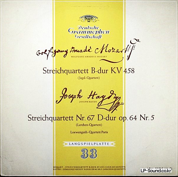 HAYDN STRING QUARTETS LOEWENGUTH QUARTET DGG LPM 18 315 TULIP
