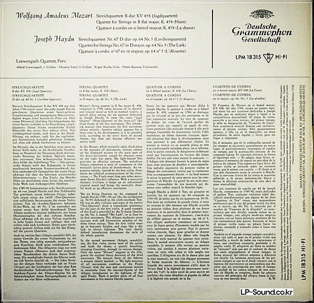 HAYDN STRING QUARTETS LOEWENGUTH QUARTET DGG LPM 18 315 TULIP