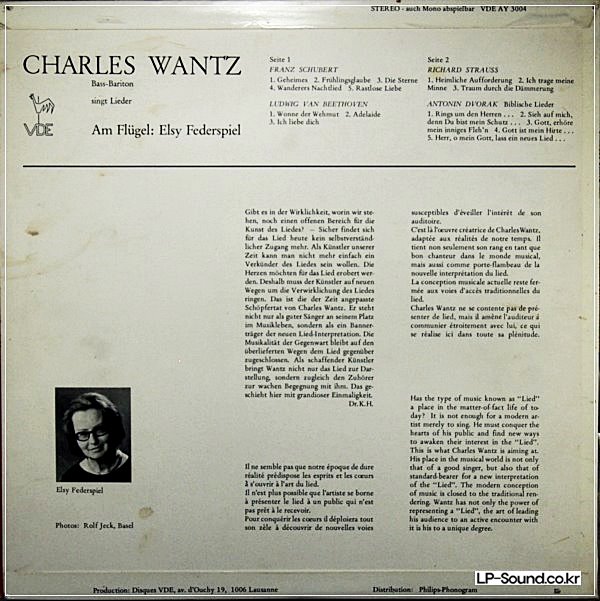 SCHUBERT.BEETHOVEN.STRAUSS DVORAK: LIEDER – CHARLES WANTZ – ELSY FEDERSPIEL VDE 30-004