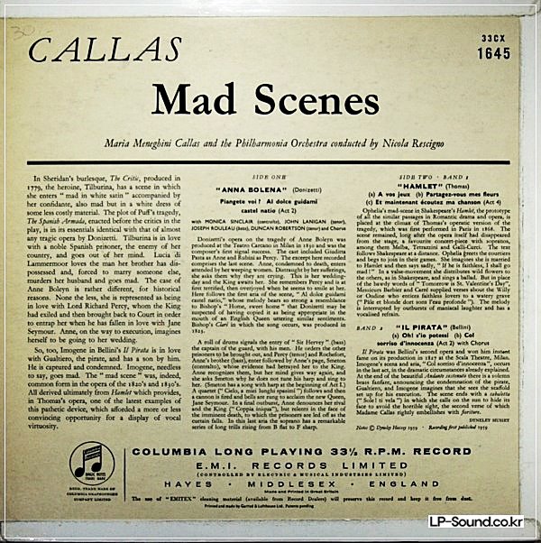 MARIA CALLAS IN MAD SCENES ORIG COLUMBIA 33CX 1645