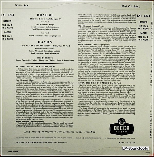 BRAHMS / HAYDN TRIO’STRIO DI TRIESTE LXT 5204