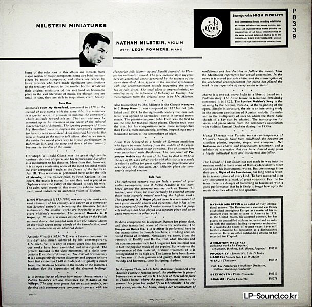 NATHAN MILSTEIN VIOLIN RECITAL MILSTEIN MINIATURES USA ED1 CAPITOL P-8339