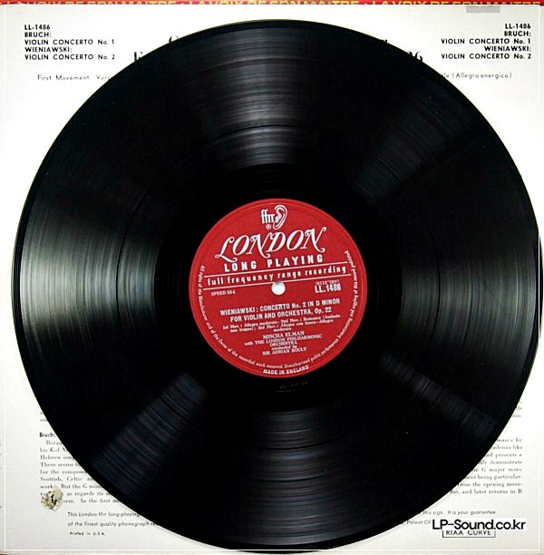MISCHA ELMAN VIOLIN BRUCH WIENIAWSKI CONCERTOS UK LONDON LL 1486