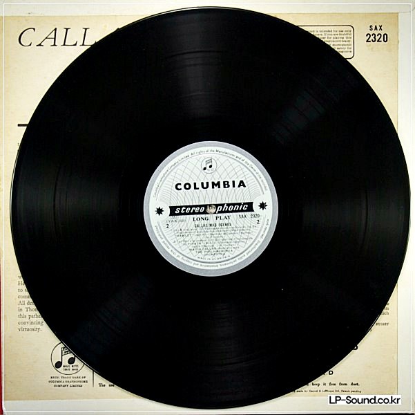 MARIA CALLAS MAD SCENES T/S B/S TURQUOISE SILVER COLUMBIA STEREO SAX 2320