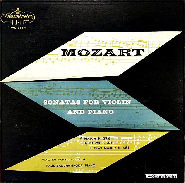 MOZART SONATAS FOR VIOLIN & PIANO WALTER BARYLLI WESTMINSTER WL 5394 ED1