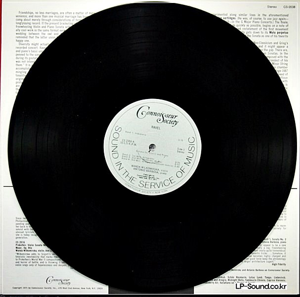 RAVEL GRIEG SONATAS WANDA WILKOMIRSKA BARBOSACONNOISEUR SOCIETY CS-2038