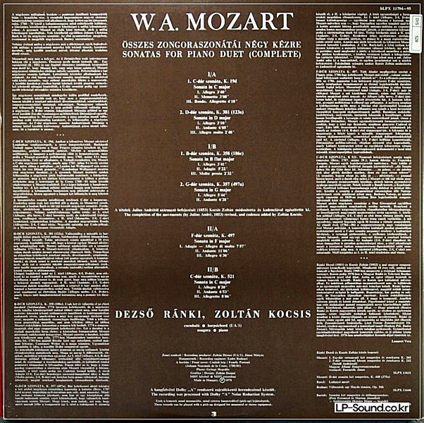 MOZART - SONATAS FOR PIANO DUET DEZSO RANKI - ZOLTAN KOCSIS HUNGAROTON SLPX 11794-95 2LP