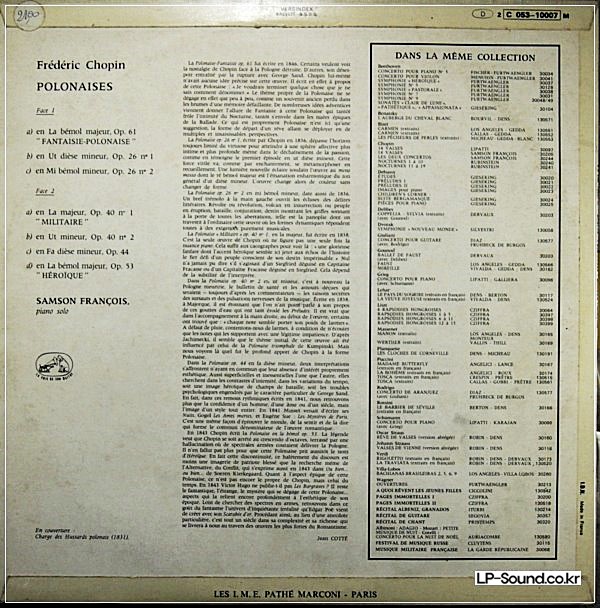 CHOPIN*/SAMSON FRANCOIS POLONAISES  PATHé MARCONI EMI– 2 C 053-10007