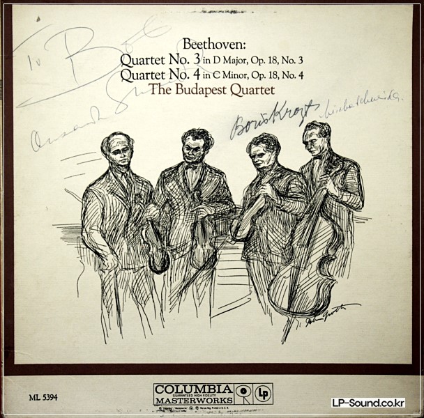 BEETHOVEN NM BUDAPEST QUARTET NO 3 & 4 ROISMAN SCHNEIDER KROYT ML-5394