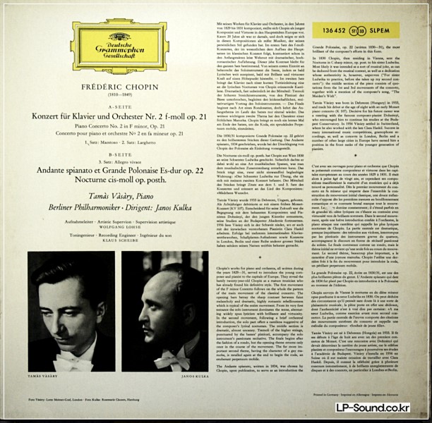 CHOPIN PIANO CONCERTO NO. 2 TAMAS VASARY  SLPEM 136 452