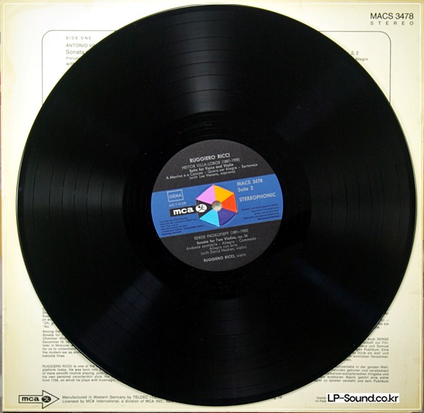 RUGGIERO RICCI VIOLIN PAGANINI SAINT-SAENS PROKOFIEV 1ST PRESS MCA