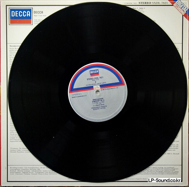 SHOSTAKOVICH SYMPHONY 8 HAITINK LP DECCA DIGITAL SXDL 7621