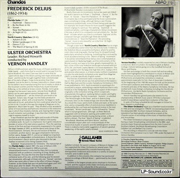 DELIUS - FLORIDA SUITE HANDLEY ULSTER ORCHESTRA  ABRD 1150