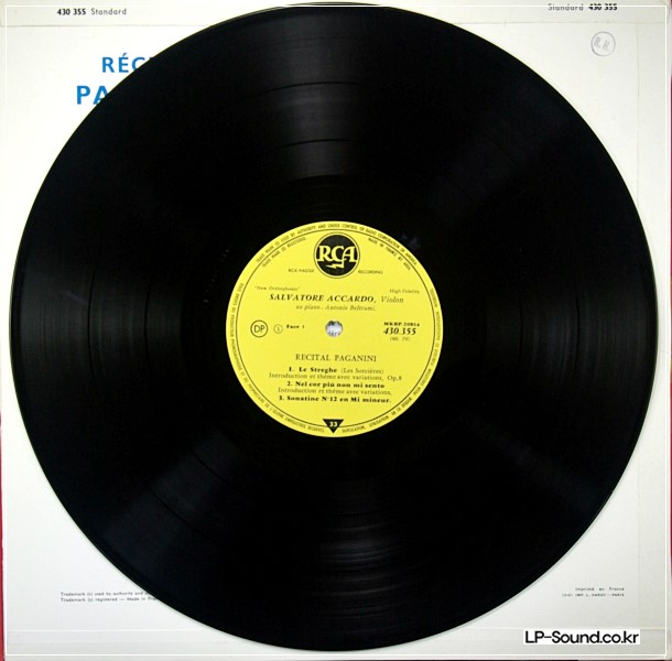 SALVATORE ACCARDO RECITAL  PAGANINI VARIATION, SONATINE RCA 430.355