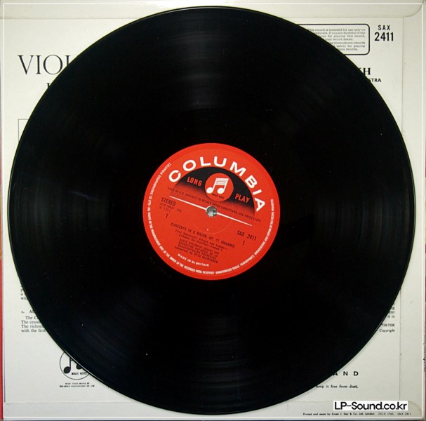 BRAHMS VIOLIN CONCERTO OISTRAKH KLEMPERER UK COLUMBIA SAX 2411 2ND