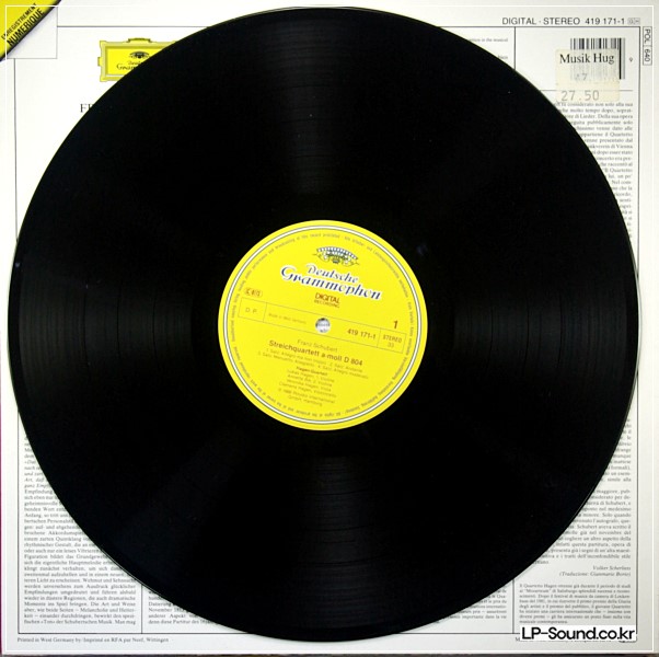 SCHUBERT STRING QUARTETS HAGEN QUARTETT DGG 419 171-1 DIGITAL STEREO