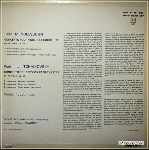 MENDELSSOHN/TCHAIKOVSKY VIOLIN CONCERTO  MICHELE AUCLAIR, 641 901DSL
