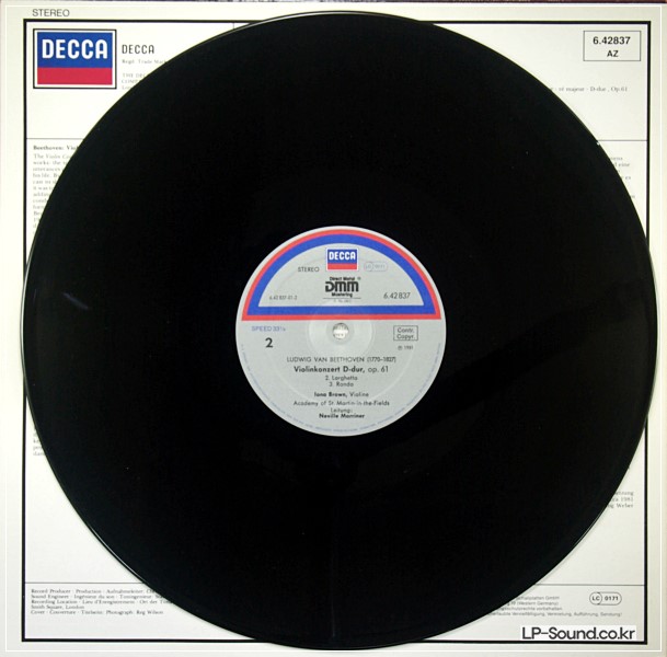 BEETHOVEN VIOLIN CONCERTO IONA BROWN MARRINER  6.42837 AW