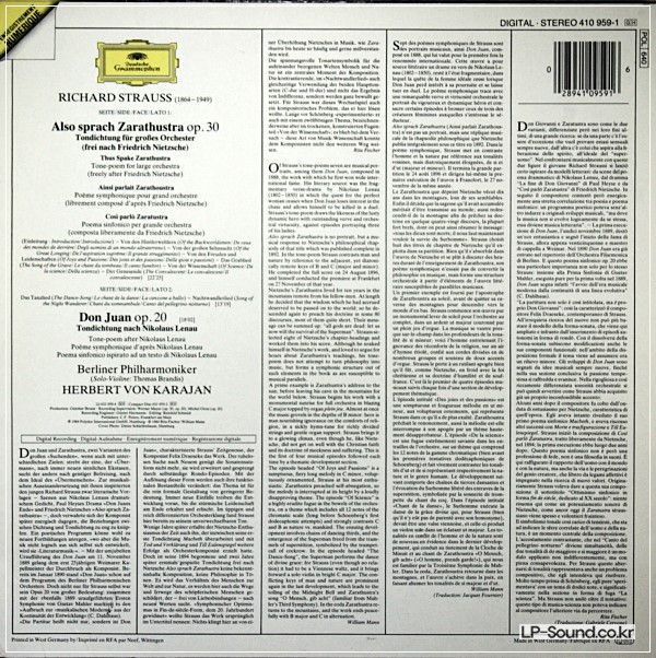 RICHARD STRAUSS ALSO SPRACH ZARATHUSTRA DON JUAN- DGG 410 959-1