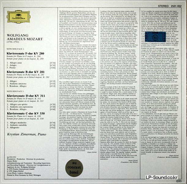 MOZART 4 SONATEN KRYSTIAN ZIMERMAN    DG 2531 052