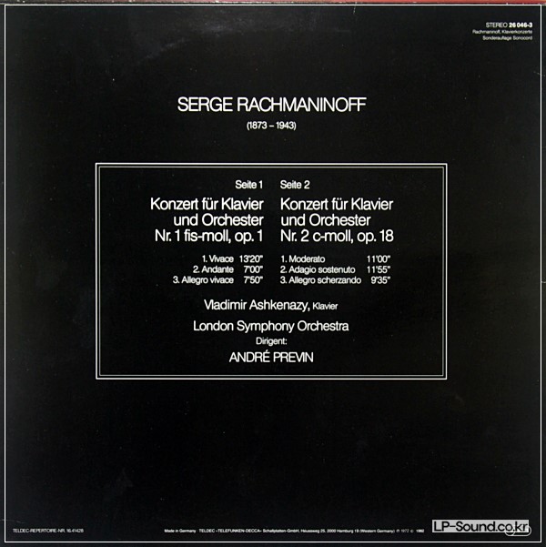 RACHMANINOV PIANO CONCERTOS NOS. 1 & 2 ASKENAZY PREVIN