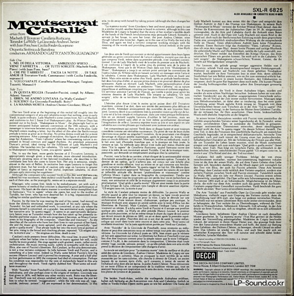 MONTSERRAT CABALLE AUTHENTIC SIGNED UK DECCA STEREO LP SXL-R 6825