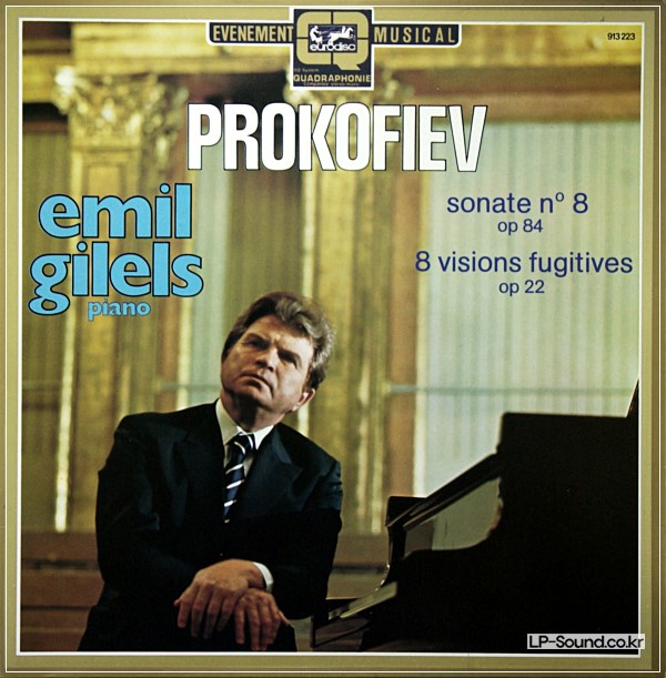 PROKOFIEFF PIANO SONATA #8 & VISIONS FUGITIVES EMIL GILELS - EURODISC QUAD ST