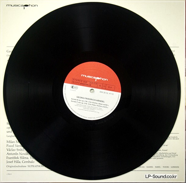 HANDEL TRIO SONATA 1.2.3.4 VOL 1.2  MITGLIEDES MUSICAPHON BM30 SL4110/4111 2LP