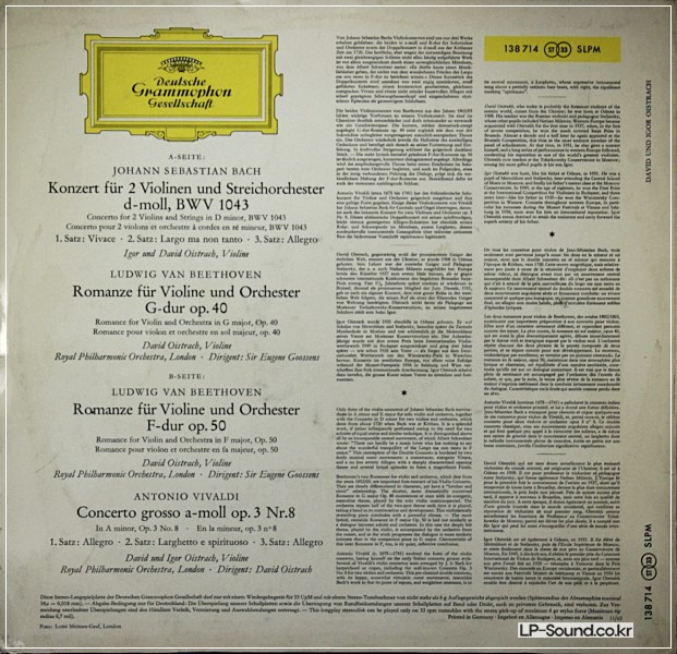 VIVALDI-BACH-BEETHOVEN DAVID & IGOR OISTRAKH SLPM 138 714