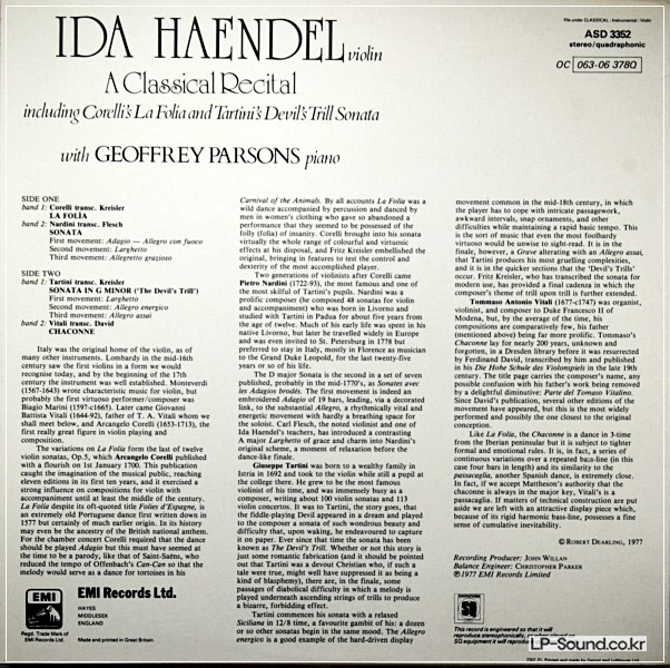 IDA HAENDEL* PLAYS *A CLASSICAL RECITAL* DEVIL'S TRILL  ASD 3352