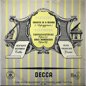 MAURICE GENDRON CELLO SCHUBERT SCHUMANN  LXT 2857