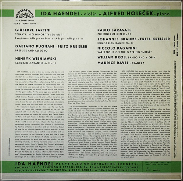 IDA HAENDEL FAMOUS VIOLIN COMPOSITIONS RARE SUA ST 50465