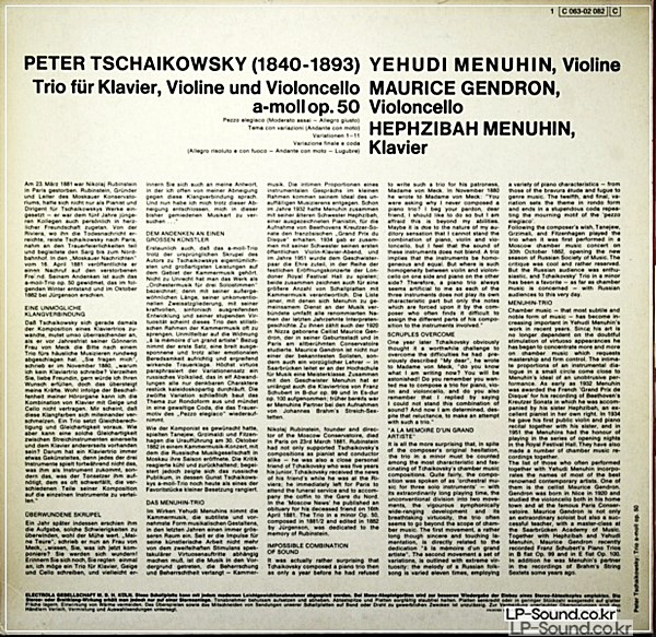 TSCHAIKOWSKY TRIO FüR KLAVIER, VIOLINE UND VIOLONCELLO A-MOLL OP. 50