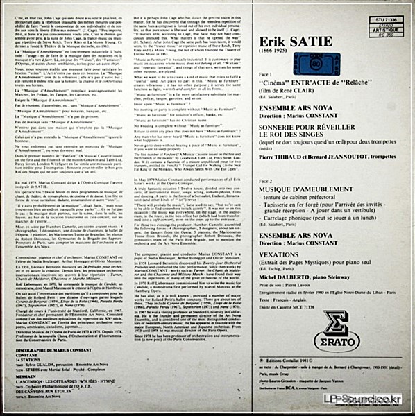 ERIK SATIE - ENTRACTE · MUSIQUE D'AMEUBLEMENT · SONNERIE POUR RéVEILLER LE ROI D