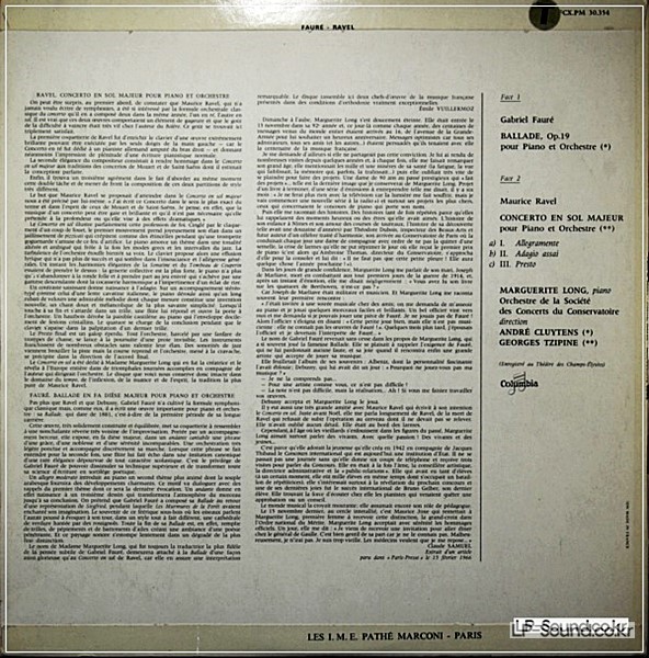 FAURE RAVEL ANDRé CLUYTENS/GEORGES TZIPINE FCX PM 30.354