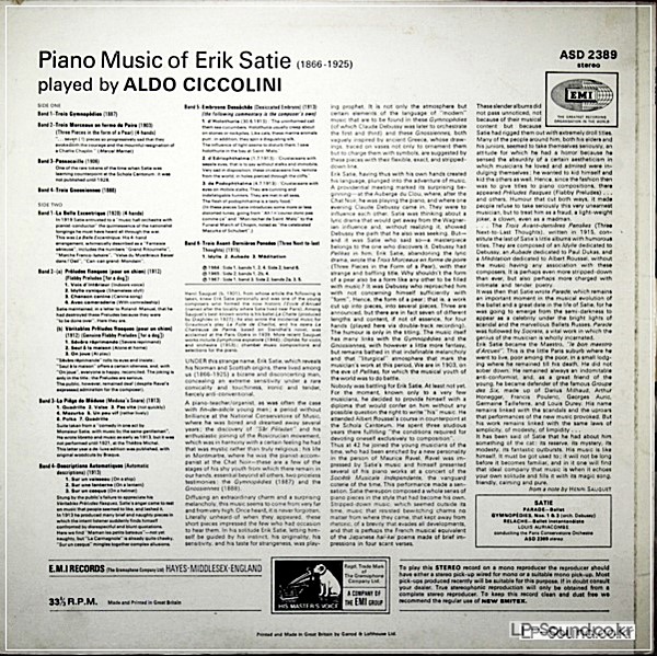 ALDO CICCOLINI - ERIK SATIE PIANO WORKS EM  IASD 2389