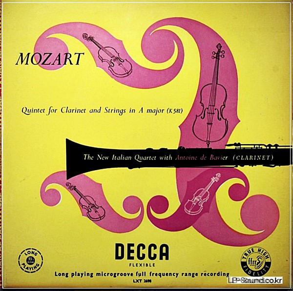 MOZART CLARINET QUINTET NEW ITALIAN QUARTET DE BAVIER DECCA LXT 2698