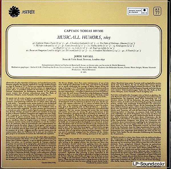 SAVALL- HUME: MUSICAL HUMORS   ASTREE AS 77