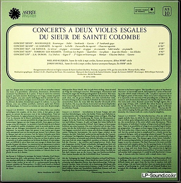 CONCERTS A DEUX VIOLES ESGALES - SAINTE COLOMBE  ASTREE AS 10