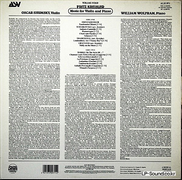 MUSIC FOR VIOLIN AND PIANO VOLUME FOUR  ASV  ALH 971 VOL 4