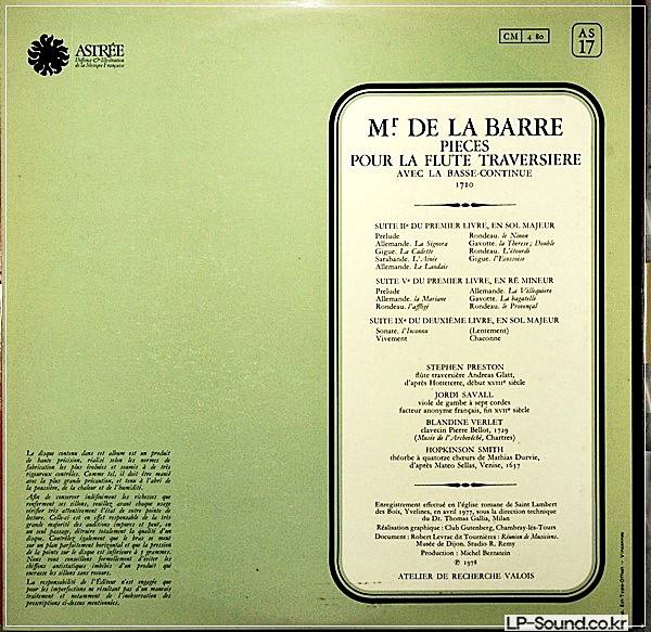 DE LA BARRE PRESTON SAVALL VERLET SMITH  ASTREE AS 17