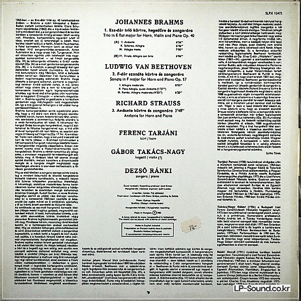 BRAHMS TRIO HUNTARJANI TAKACS-NAGY RANKI  SLPX 12473