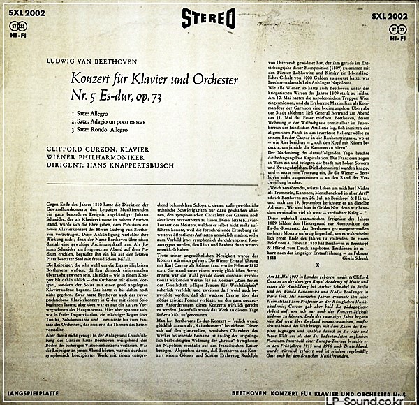 BEETHOVEN EMPEROR CONCERTO CURZON KNAPPERTSBUSCH SXL 2002