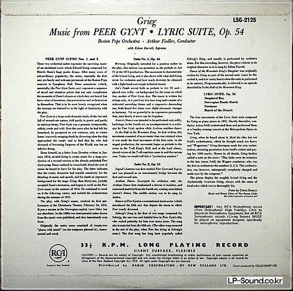 GRIEG PEER GYNT EILEEN FARRELL FIEDLER LSC-2125