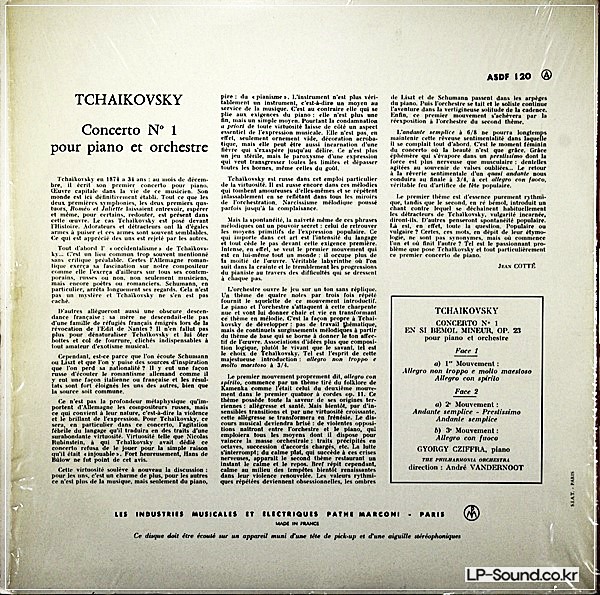 TCHAIKOVSKY PIANO CONCERTO VANDERNOOT, CZIFFRAEMI ASDF 120