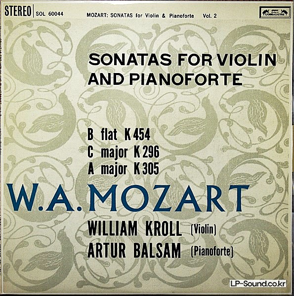 MOZART SONATAS FOR VIOLIN AND PIANO/KROLL/BALSAM VOL.2