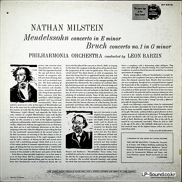 MENDELSSOHN / BRUCH VIOLIN CONCERTOS - NATHAN MILSTEIN CAPITOL SP8518 ED1