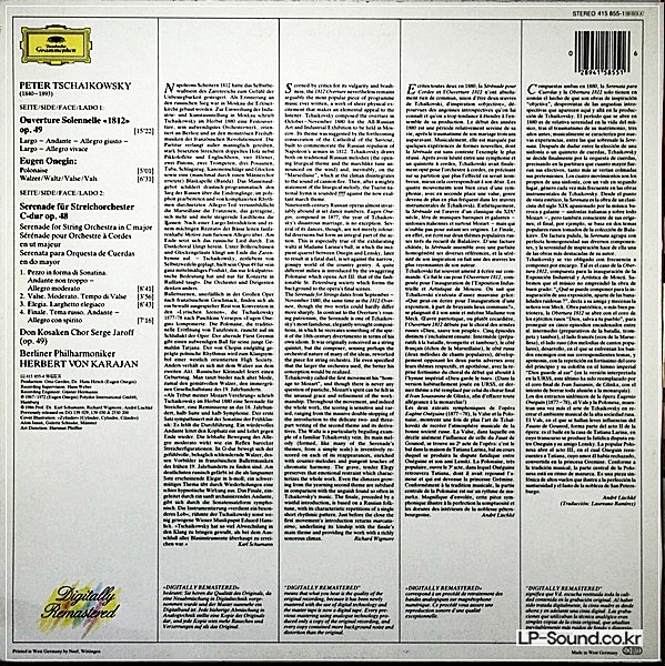 TSCHAIKOWSKI - OUVERTURE SOLENNELLE »1812« - STREICHER  SERENADE - POLONAISE